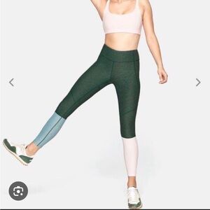 Outdoor Voices Green Colorblock Dipped 7/8 Leggings XL